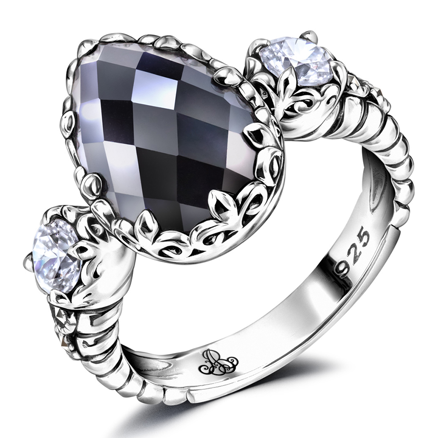 Кольцо, серебро, микс полудрагоценных камней, TJR596H